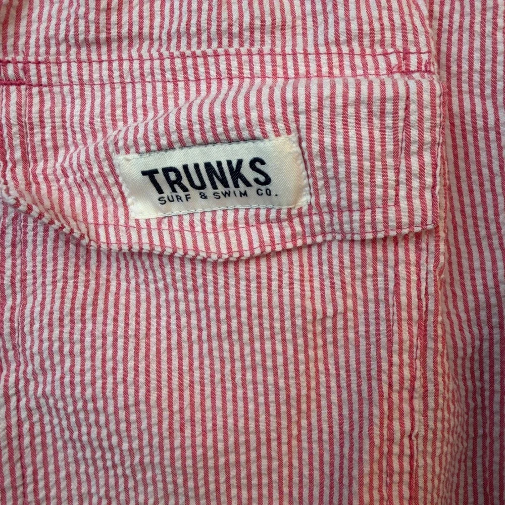 Trunks Surf‎ & Swim Co Swim Trunks Mens Seersucker XXL Pink Striped Preppy